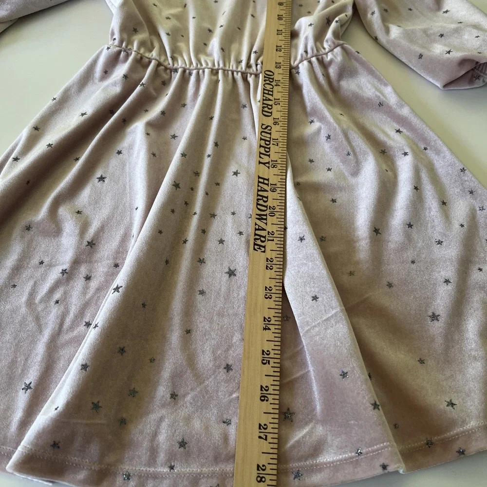 Gap Kids Girls Glitter‎ Star  Velvet Dress Size M Muted Blush Pink
